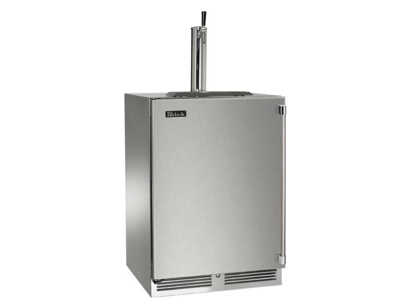24" Perlick Indoor Signature Series Left-Hinge Beverage Dispenser in Solid Stainless Steel Door with 1 Faucet and Door Lock - HP24TS42R2
