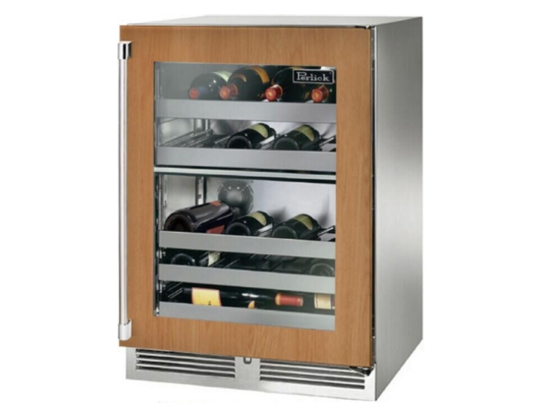 24" Perlick Indoor Signature Series Right-Hinge Dual-Zone Wine Reserve in Panel Ready Glass Door - HP24DS44R