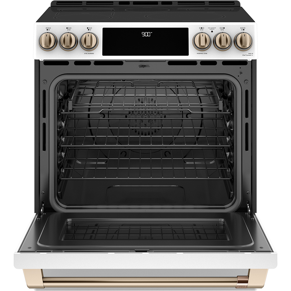 30" Café 5.7 Cu. Ft. Slide-In Front Control Induction and Convection Range With Warming Drawer - CCHS900P4MW2