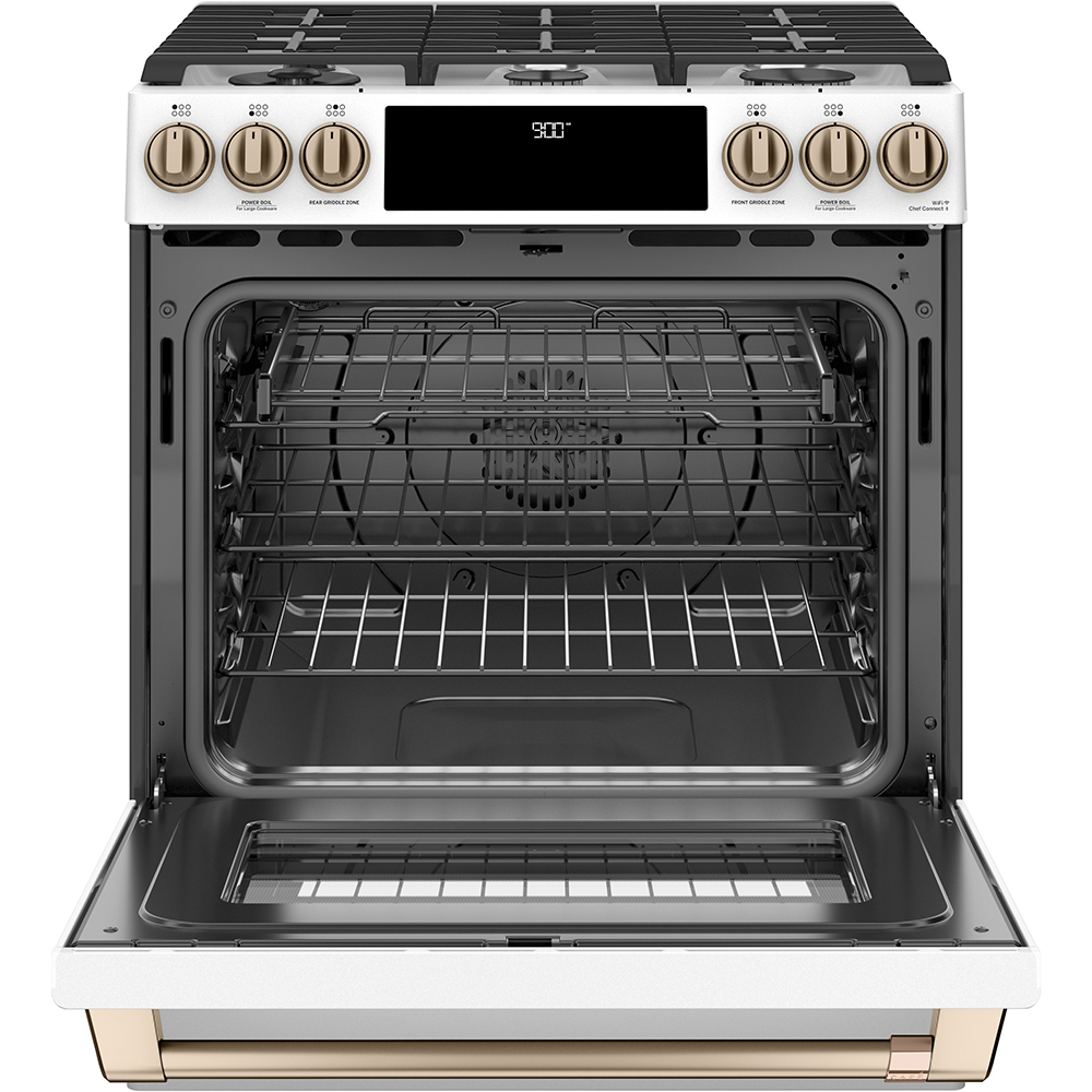 30" Café 5.7 Cu. Ft. Slide In Front Control Dual Fuel Convection Range With Warming Drawer - CC2S900P4MW2