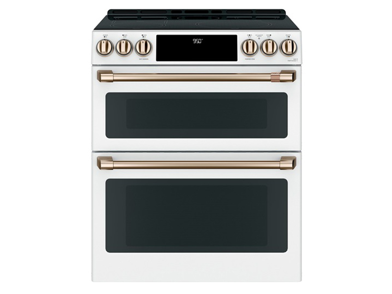 30" Café Slide-In Front Control Induction and Convection Double Oven Range - CCHS950P4MW2