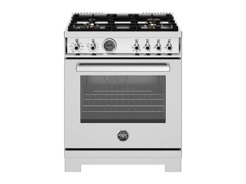 30" BERTAZZONI 4.6 Cu. Ft. Professional Series Freestanding Dual Fuel Range with 4 Brass Burners - PRO304BFEPXT