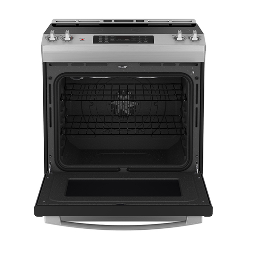30" GE 5.2 Cu. Ft. Electric Slide-In Smooth Top Range in Stainless Steel - JCS830SVSS