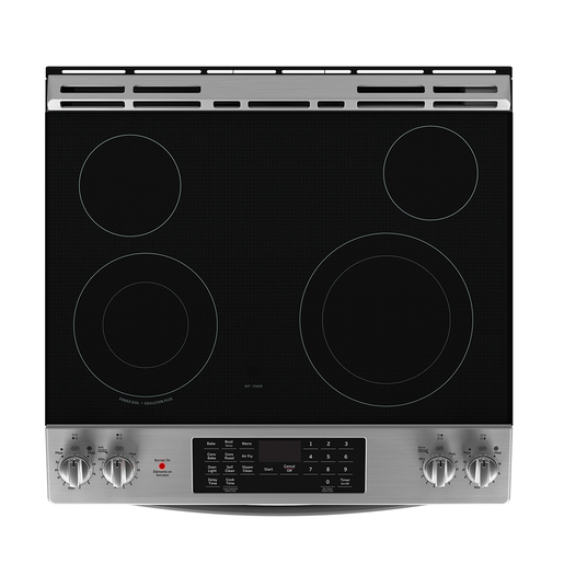 30" GE 5.2 Cu. Ft. Electric Slide-In Smooth Top Range in Stainless Steel - JCS830SVSS