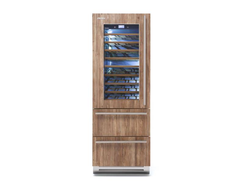 30" Fhiaba Integrated Series Overlay Left Hinge Wine Cellar and Double Drawer Freezer - FI30BDW-LGOT