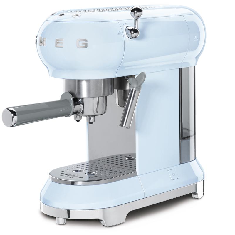 SMEG 50's Style Espresso Manual Coffee Machine In Pastel Blue - ECF01PBUS