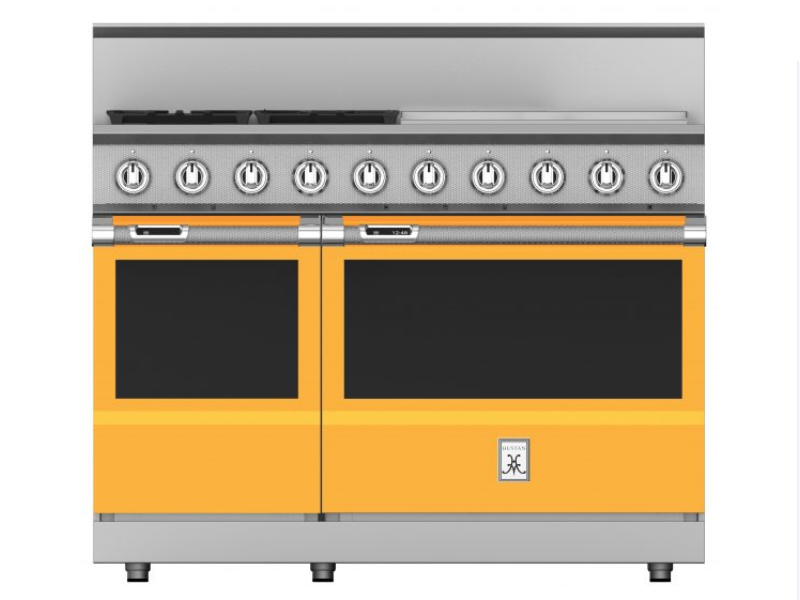 48" Hestan KRD Series Natural Gas Freestanding Dual Fuel Range with 4-Burner in Sol - KRD484GD-NG-YW