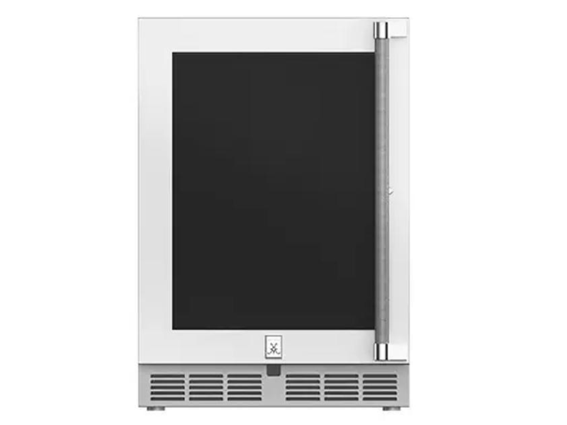 24" Hestan 5.2 Cu. Ft. GRG Series Left Hinge Outdoor UnderCounter Refrigerator with Glass Door - GRGL24-WH
