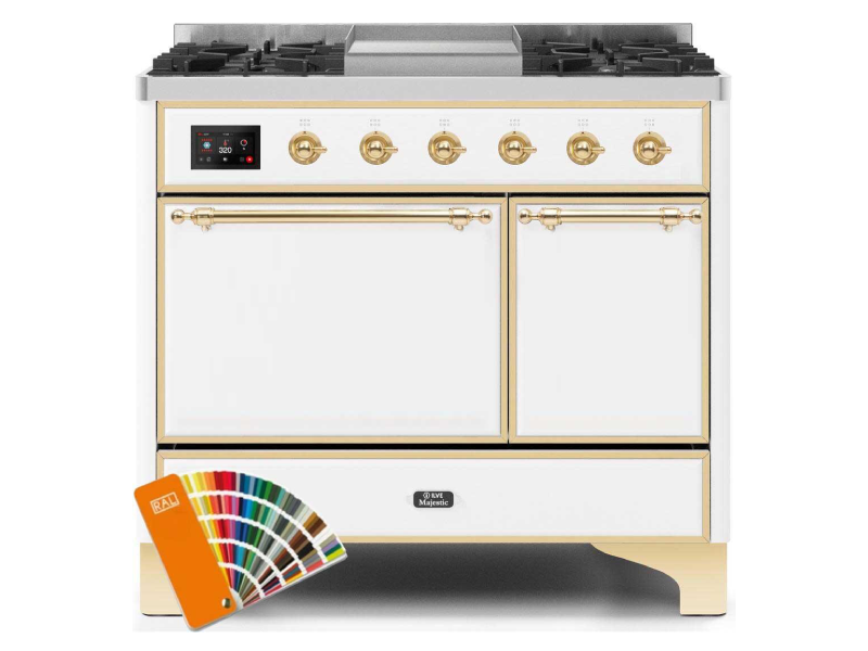40" ILVE 3.82 Cu. Ft. Majestic II Dual Fuel Liquid Propane Range in Custom RAL Color with Brass Trim - UMD10FDQNS3/RALG LP