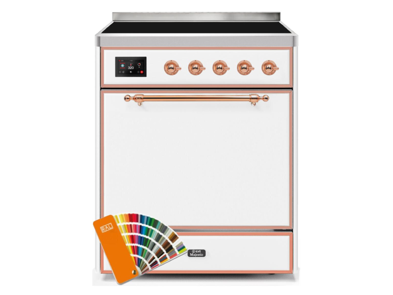 30" ILVE 4 Cu. Ft. Majestic II Electric Freestanding Range in Custom RAL Color with Copper Trim - UMI30QNE3/RALP