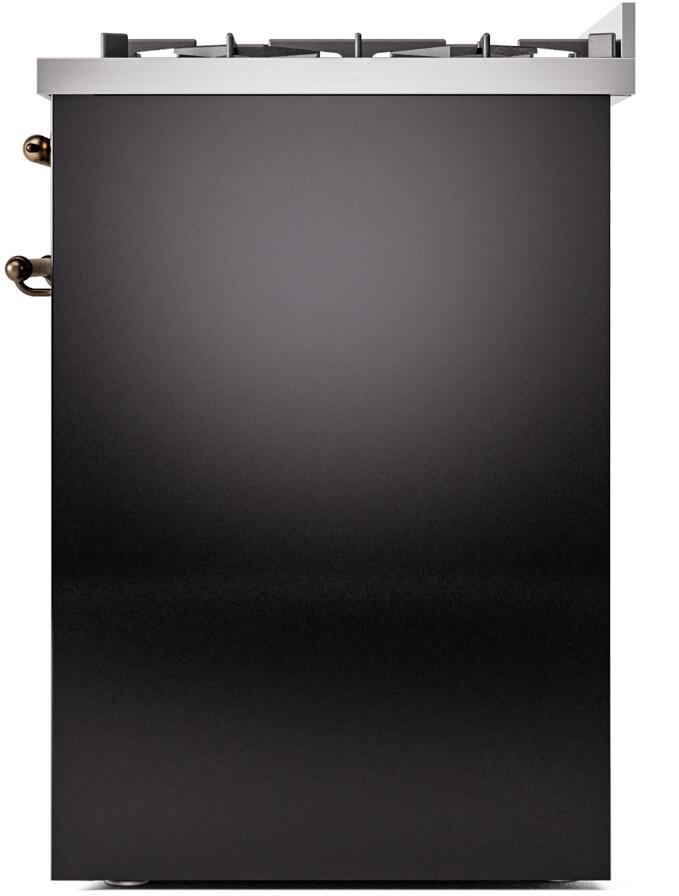 30" ILVE Nostalgie II Dual Fuel Liquid Propane Freestanding Range in Glossy Black with Bronze Trim - UP30NMP/BKB LP