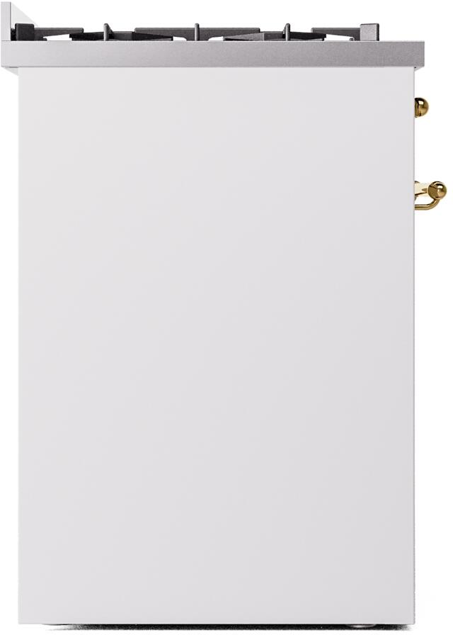 30" ILVE Nostalgie II Dual Fuel Natural Gas Freestanding Range in White with Brass Trim - UP30NMP/WHG NG