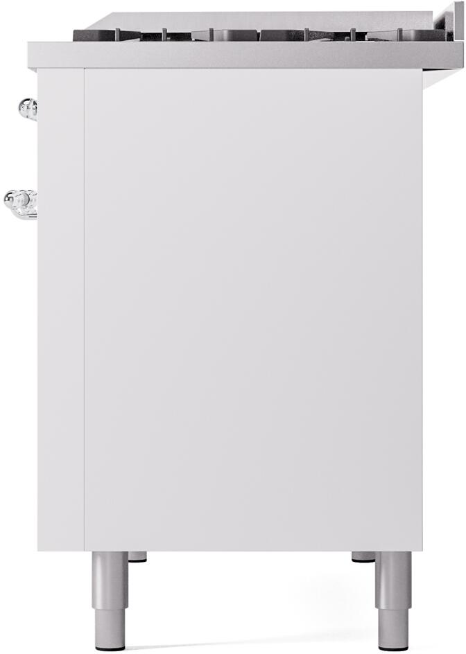 48" ILVE Nostalgie II Dual Fuel Liquid Propane Freestanding Range in White with Chrome Trim - UP48FNMP/WHC LP