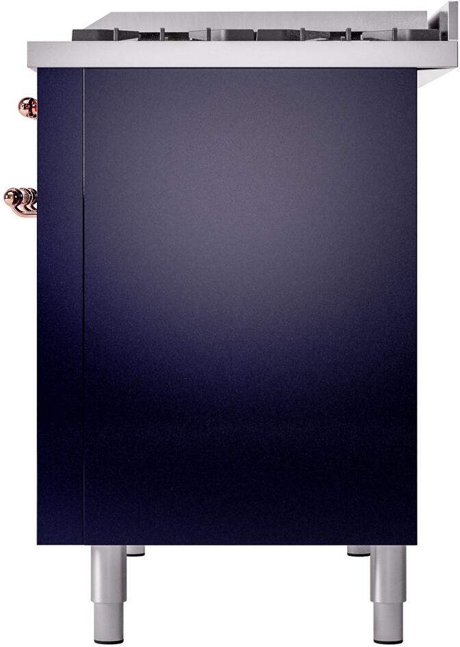 48" ILVE Nostalgie II Dual Fuel Liquid Propane Freestanding Range in Blue with Copper Trim - UP48FNMP/MBP LP