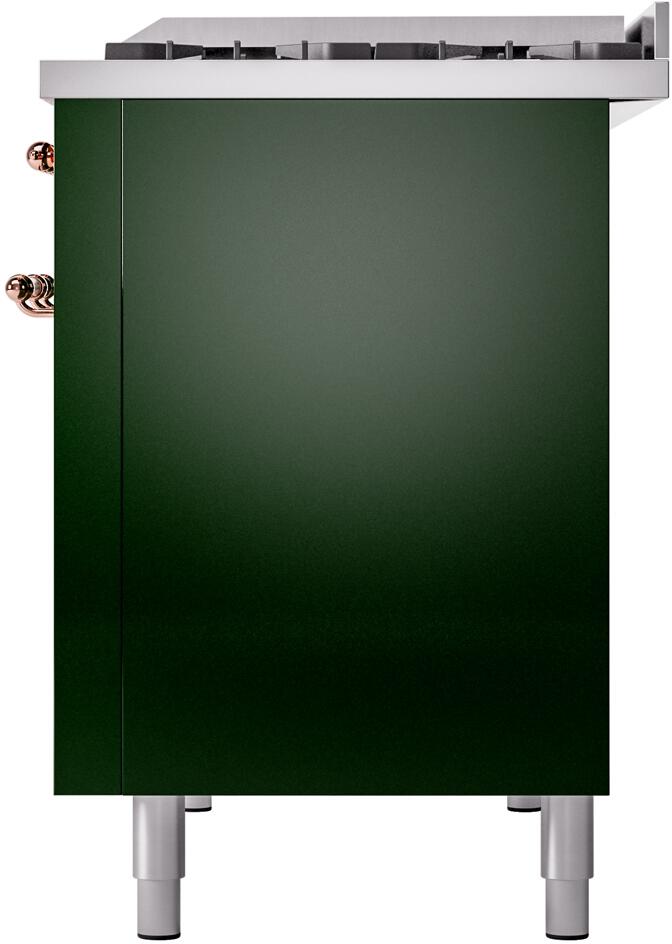 48" ILVE Nostalgie II Dual Fuel Natural Gas Freestanding Range in Emerald Green with Copper Trim - UP48FNMP/EGP NG