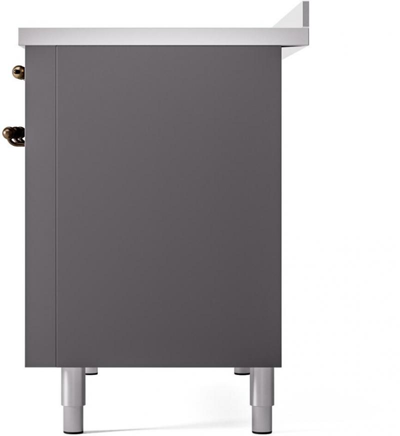 48" ILVE Nostalgie II Electric Freestanding Range in Matte Graphite with Bronze Trim - UPI486NMP/MGB