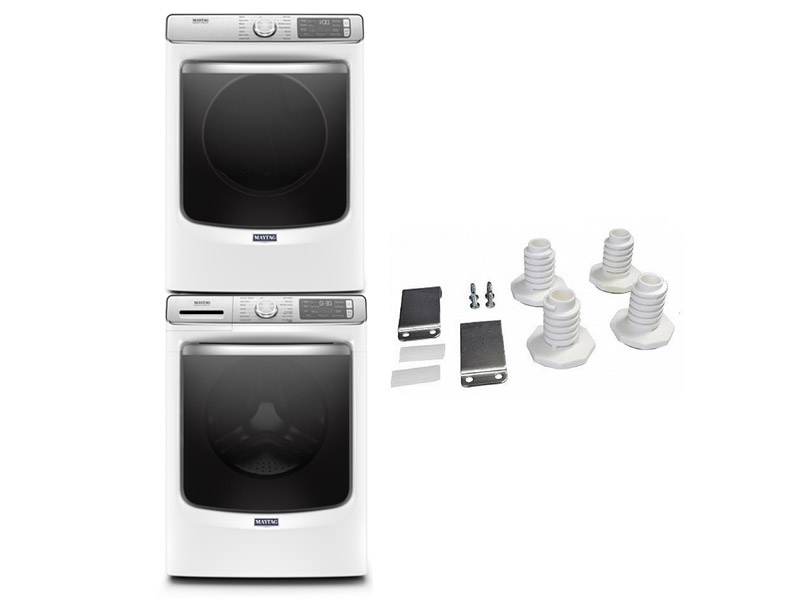 27" Maytag Front Load Washer and Gas Dryer and Stacking Kit - W10869845-MHW8630HW-MGD8630HW