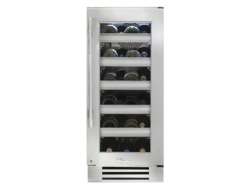 15" True Residential 3.1 Cu. Ft. Stainless Glass Right-Hinge Undercounter Wine Cabinet - TWC-15-R-SG-C
