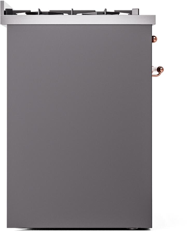 30" ILVE Nostalgie II Dual Fuel Liquid Propane Freestanding Range in Matte Graphite with Copper Trim - UP30NMP/MGP LP