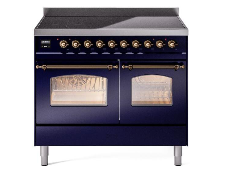 40" ILVE Nostalgie II Electric Freestanding Range in Blue with Bronze Trim - UPDI406NMP/MBB