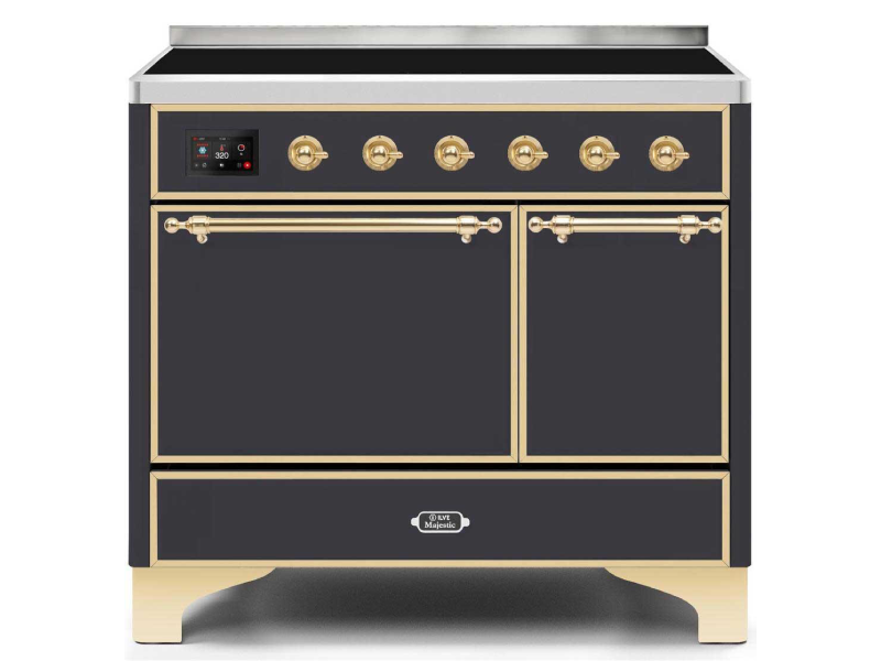 40" ILVE 3.82 Cu. Ft. Majestic II Electric Freestanding Range in Matte Graphite with Brass Trim - UMDI10QNS3/MGG