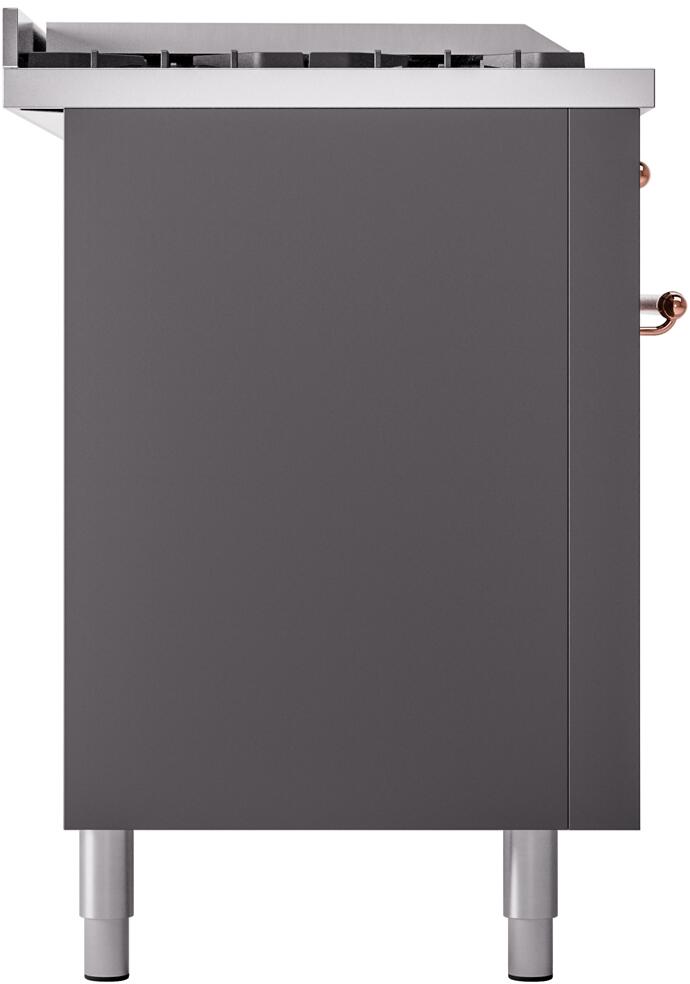 60" ILVE Nostalgie II Dual Fuel Liquid Propane Freestanding Range in Matte Graphite with Copper Trim - UP60FSNMP/MGP LP