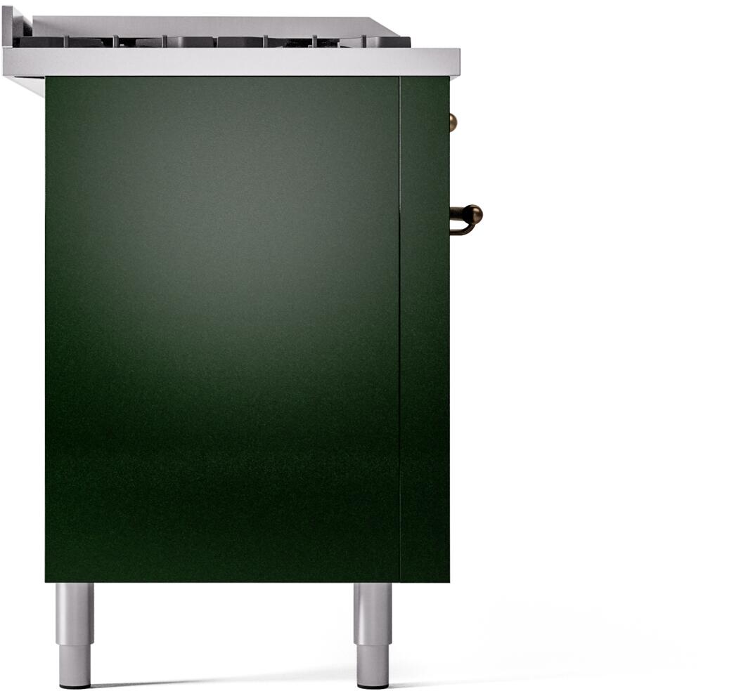 60" ILVE Nostalgie II Dual Fuel Natural Gas Freestanding Range in Emerald Green with Bronze Trim - UP60FSNMP/EGB NG