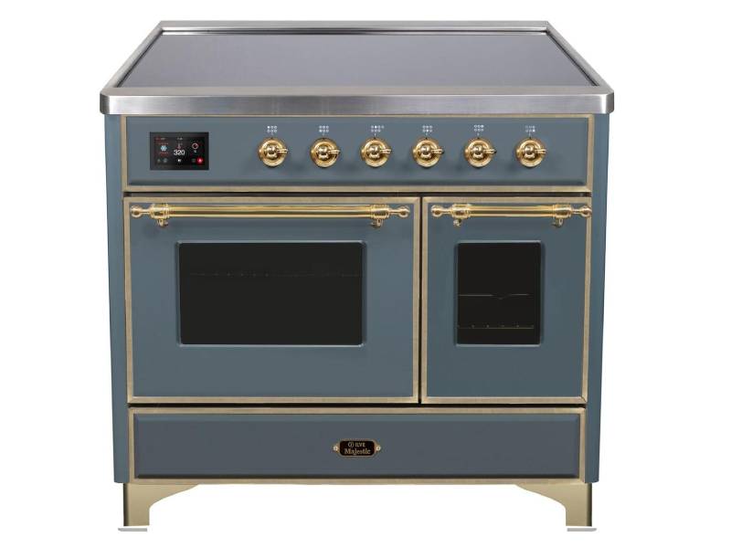 40" ILVE Majestic II Electric Freestanding Range in Blue Grey with Brass Trim - UMDI10NS3/BGG