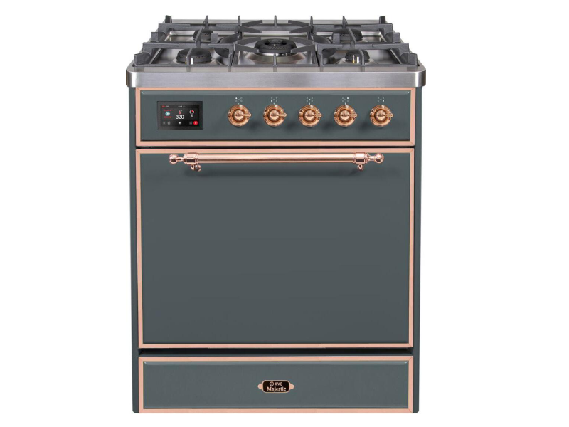 30" ILVE Majestic II Dual Fuel Freestanding Range in Blue Grey with Copper Trim - UM30DQNE3/BGP LP