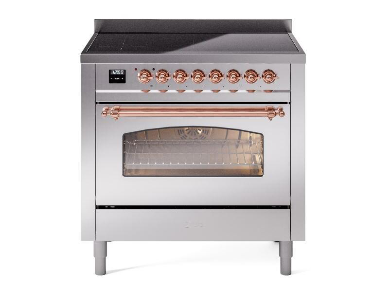 36" ILVE Nostalgie II Electric Freestanding Range in Stainless Steel with Copper Trim - UPI366NMP/SSP