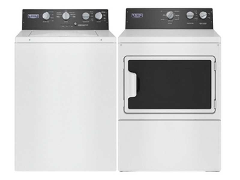 27" Maytag Commercial-Grade Residential Agitator Washer and Dryer - MVWP586GW-MGDP586KW