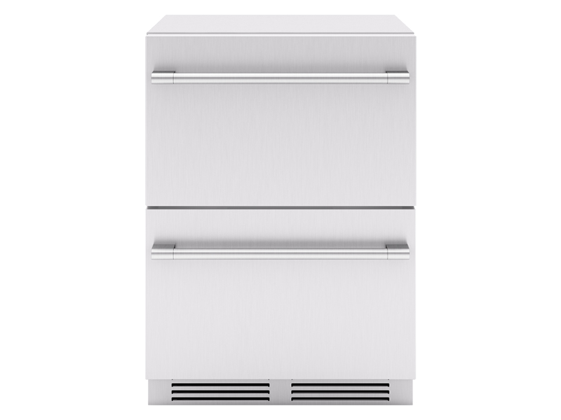 24" Zephyr 5.1 Cu. Ft. Built-In Outdoor Dual Zone Refrigerator Drawers in Stainless Steel - PRRD24C2AS-OD