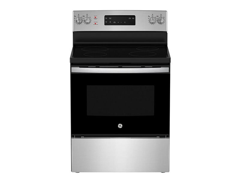 30"  GE 5.0 Cu. Ft. Freestanding Electric Self Cleaning Range with Hi - Lo Broil Dual Bake Element and Storage Drawer - JCB630SVSS