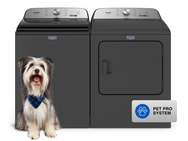 28" Maytag Pet Pro Top Load Washer and Pet Pro Top Load Gas Dryer - MVW6500MBK-MGD6500MBK