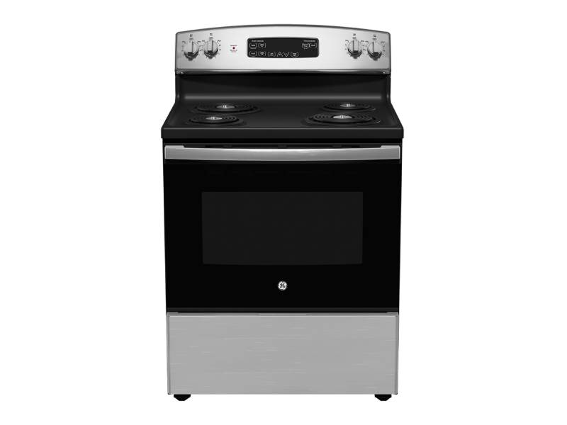 30" GE 5.0 Cu. Ft. Freestanding Electric Range in Stainless Steel - JCBS350SVSS