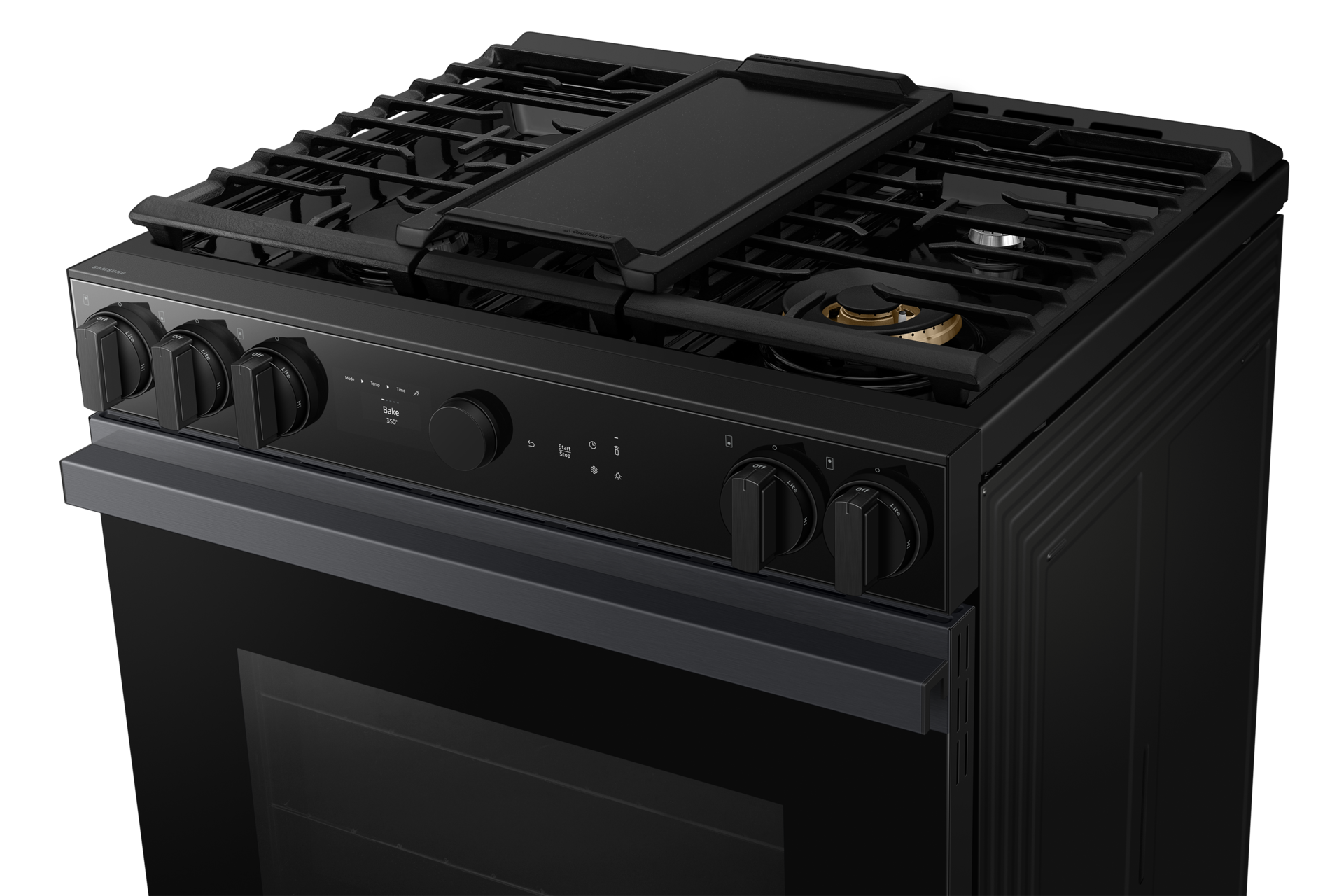 30" Samsung 6.0 Cu. Ft. Gas Slide-In Range with Air Sous Vide in Matte Black Steel - NSG6DG8500MTAA