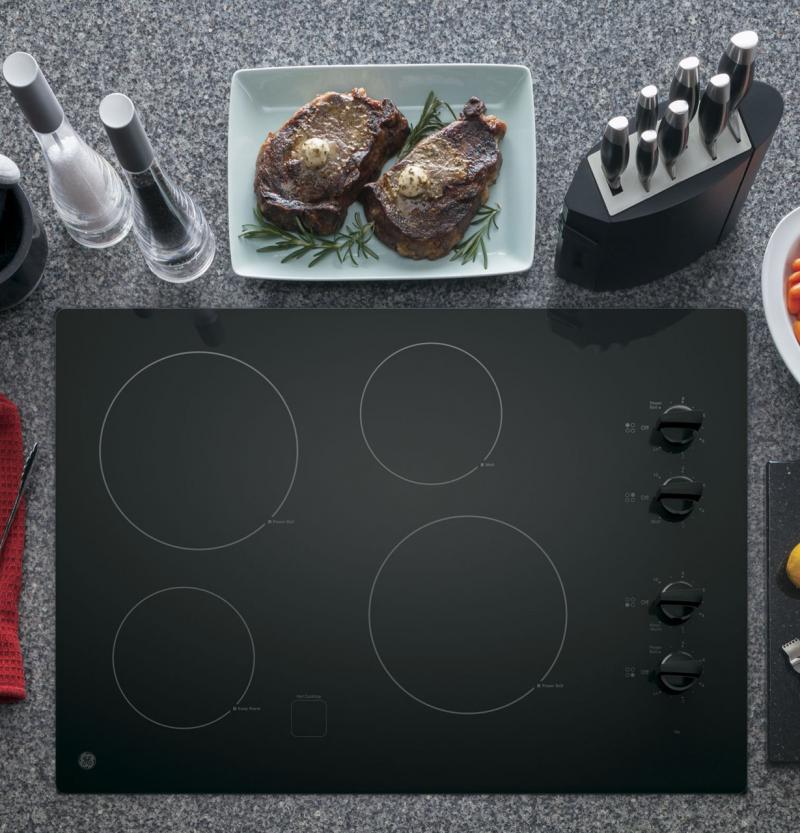30" GE Built-In Knob Control Electric Cooktop - JP3030DWBB