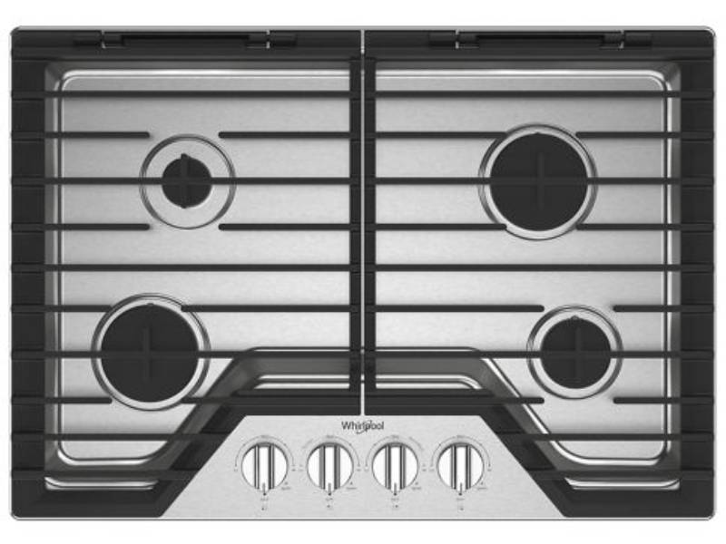30" Whirlpool Gas Cooktop with EZ-2-Lift Hinged Cast-Iron Grates - WCGK5030PS