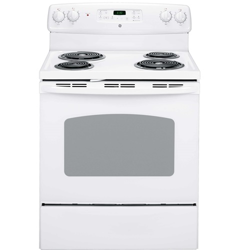 30" GE 5.0 Cu. Ft. Free Standing Electric Self Cleaning Range - JCBP240DMWW