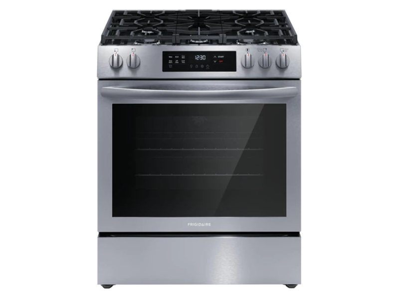 30" Frigidaire Front Control Freestanding Gas Range in Stainless Steel - FCFG3083AS