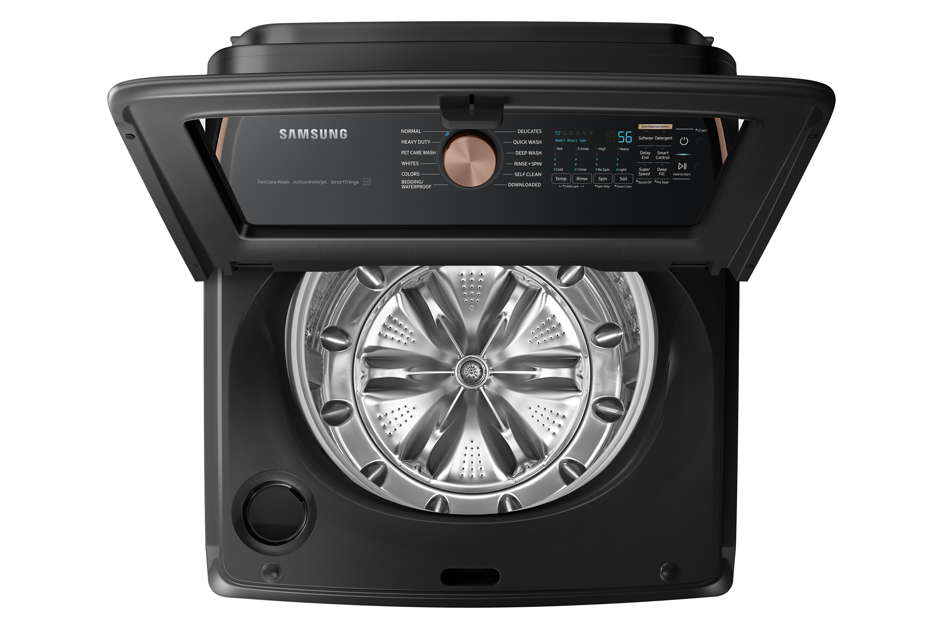 28" Samsung 6.2 Cu. Ft. Top Load Washer with Auto Dispense System in Black Stainless Steel - WA54CG7550AVA4