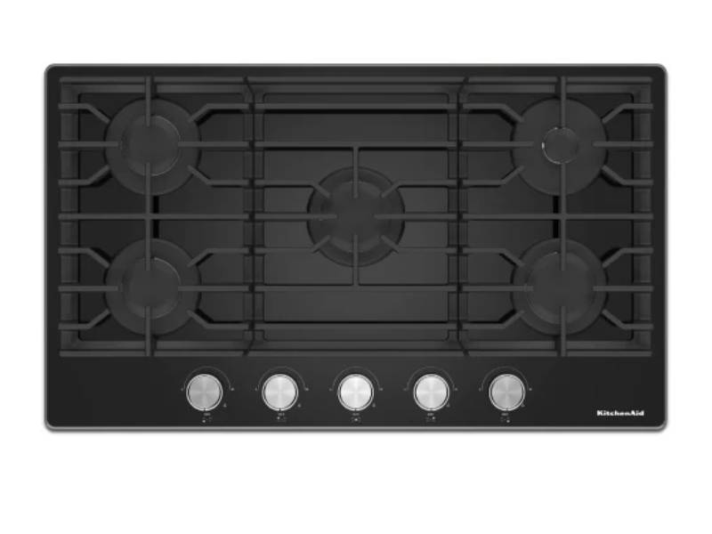 36" Kitchenaid 5 Burners Gas Cooktop in Black - KCGG536PBL