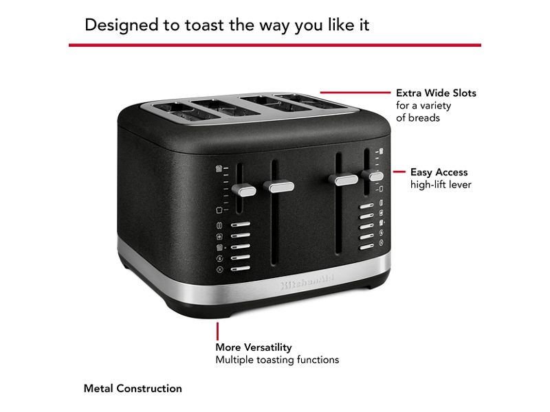 KitchenAid 4 Slice Toaster in Cast Iron Black - KMT4109BK