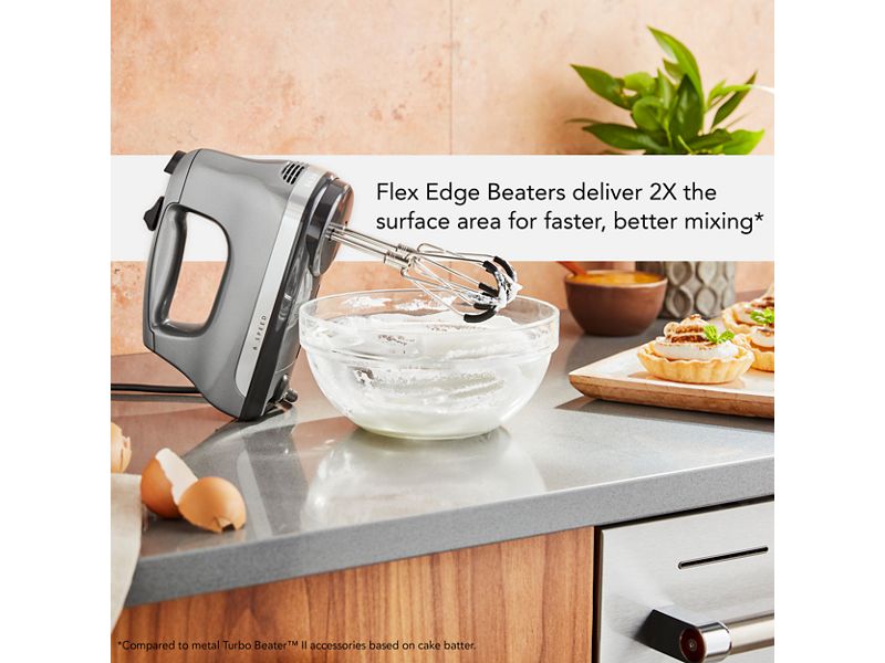 KitchenAid 6 Speed Hand Mixer with Flex Edge Beaters in Contour Silver - KHM6118CU