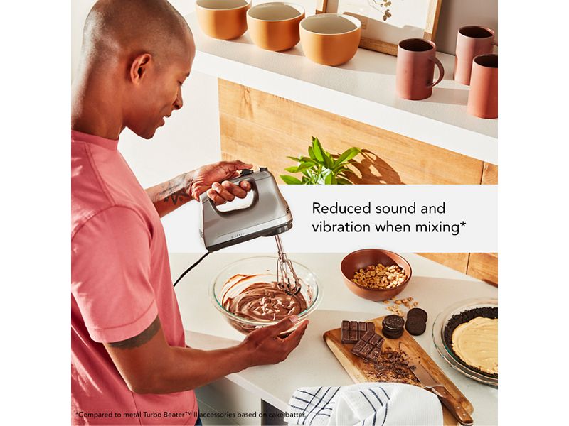 KitchenAid 6 Speed Hand Mixer with Flex Edge Beaters in Contour Silver - KHM6118CU