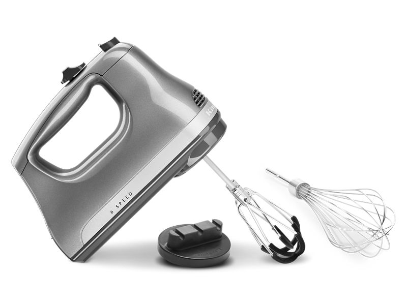 KitchenAid 6 Speed Hand Mixer with Flex Edge Beaters in Contour Silver - KHM6118CU