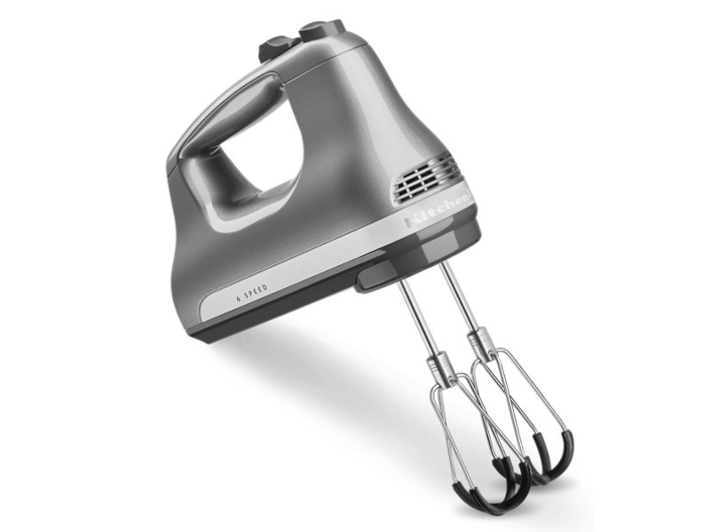 KitchenAid 6 Speed Hand Mixer with Flex Edge Beaters in Contour Silver - KHM6118CU