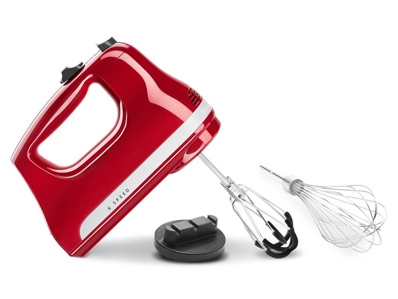 KitchenAid 6 Speed Hand Mixer with Flex Edge Beaters in Empire Red - KHM6118ER