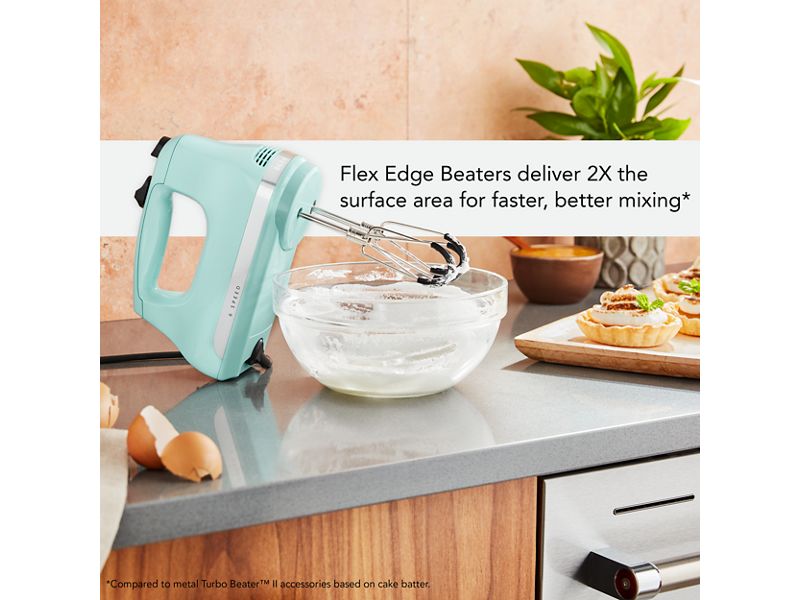 KitchenAid 6 Speed Hand Mixer with Flex Edge Beaters in Ice - KHM6118IC