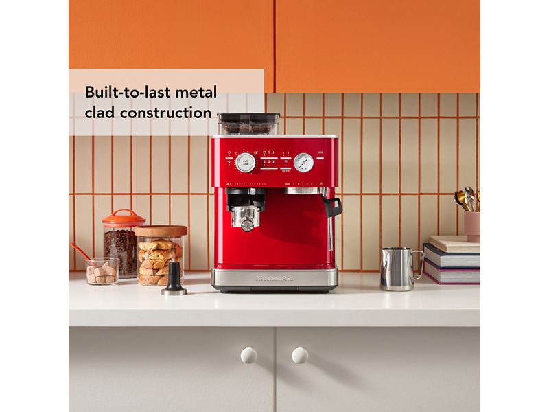KitchenAid Semi Automatic Espresso Machine with Burr Grinder in Apple Red- KES6551CA
